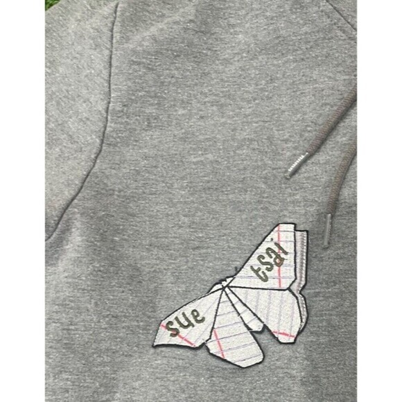 Puma  Women's Gray Hoodie Customized With Patches Size Small - Picture 6 of 13